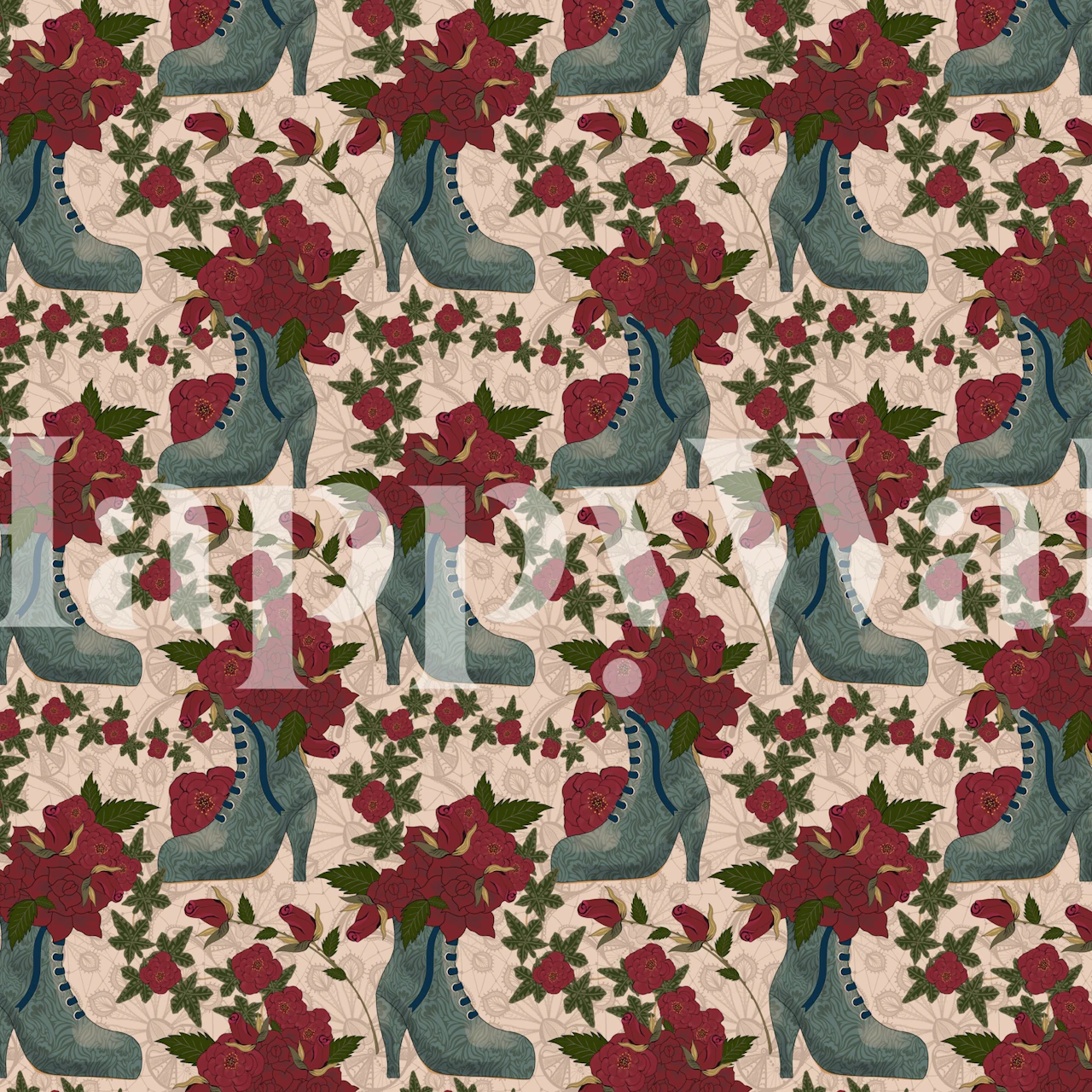 Papier peint Bootlace Blush présentant un motif floral.