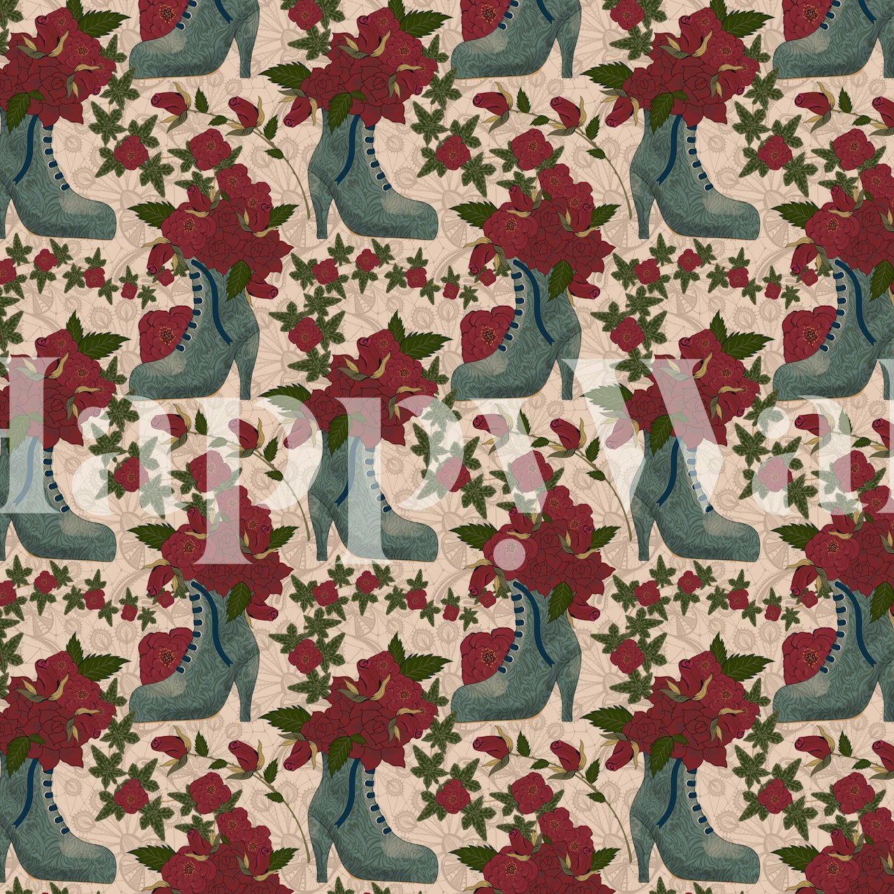 Bootlace Blush tapet der viser blomster mønster.