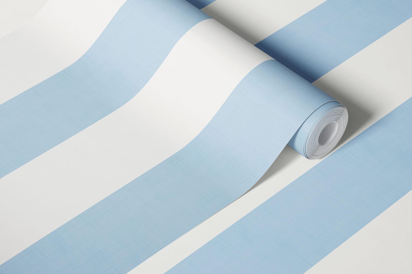 Large Cloud Dancer White and Sky Blue Stripes wallpaper roll