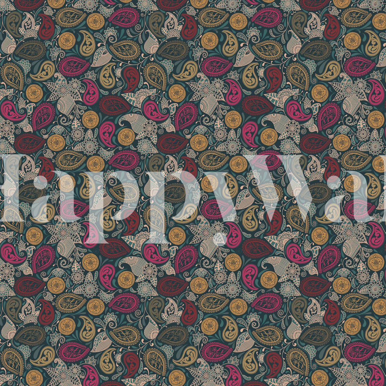 Paisley Parlour Teal tapetti huoneessa