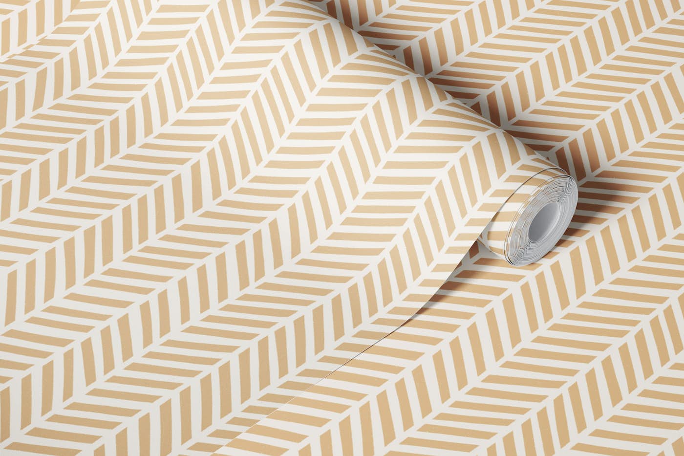 hand drawn chevron - sand wallpaper roll