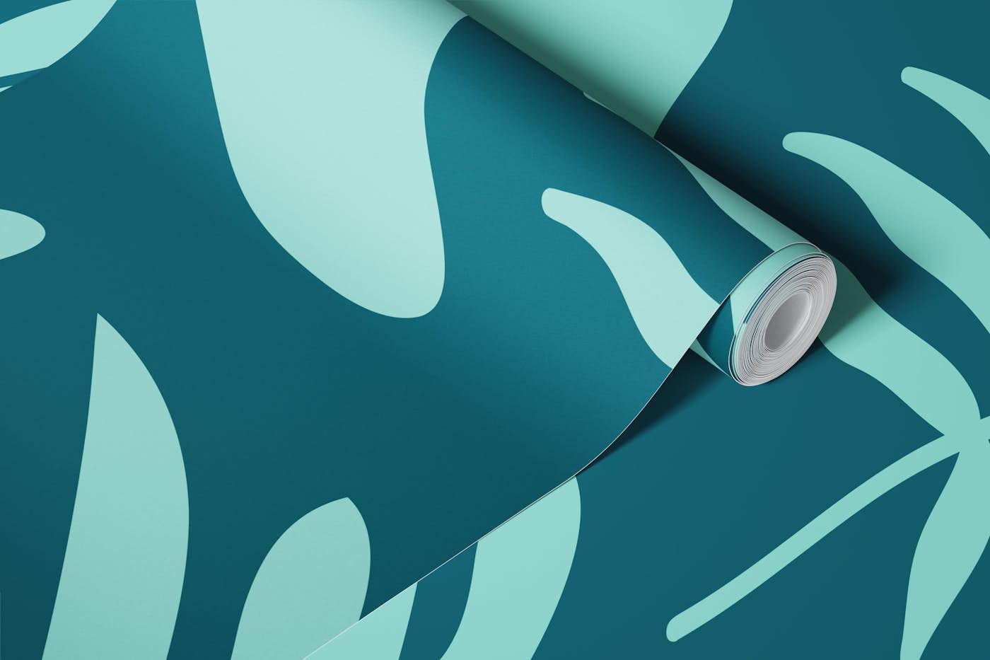 Teal Botanical Harmony wallpaper roll