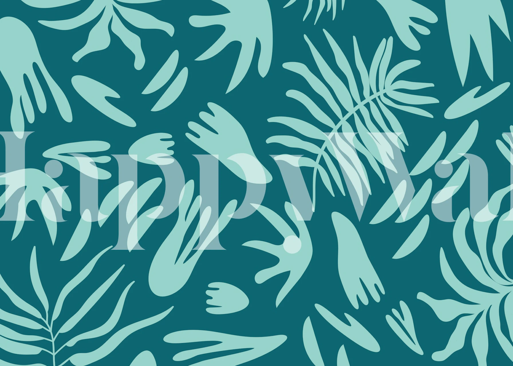 Papier peint Teal Botanical Harmony dans une pièce élégante