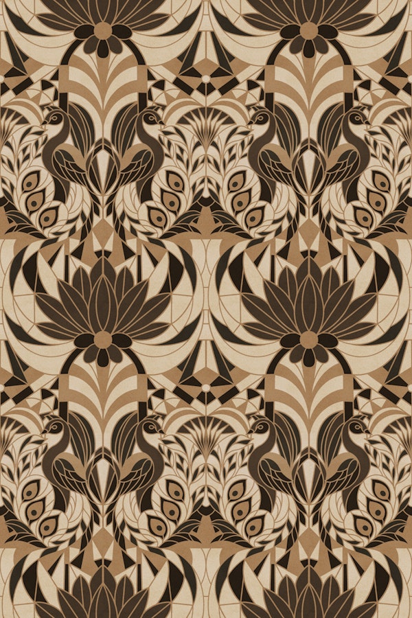 Nouveau Peacock – Warm Sepia