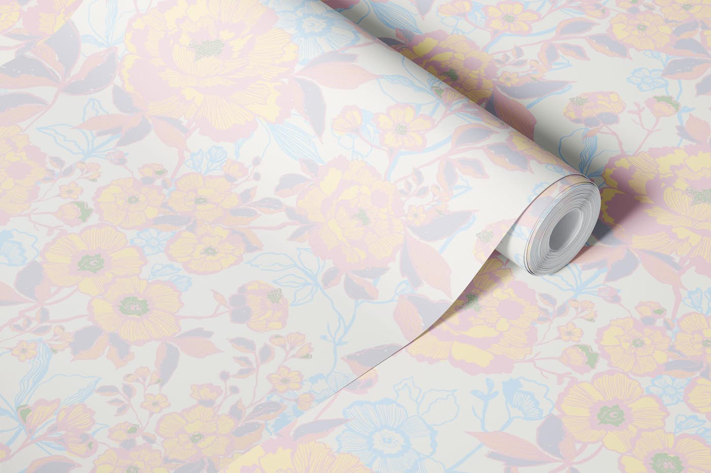 Subtle Floral Elegance in cloud dancer white wallpaper roll