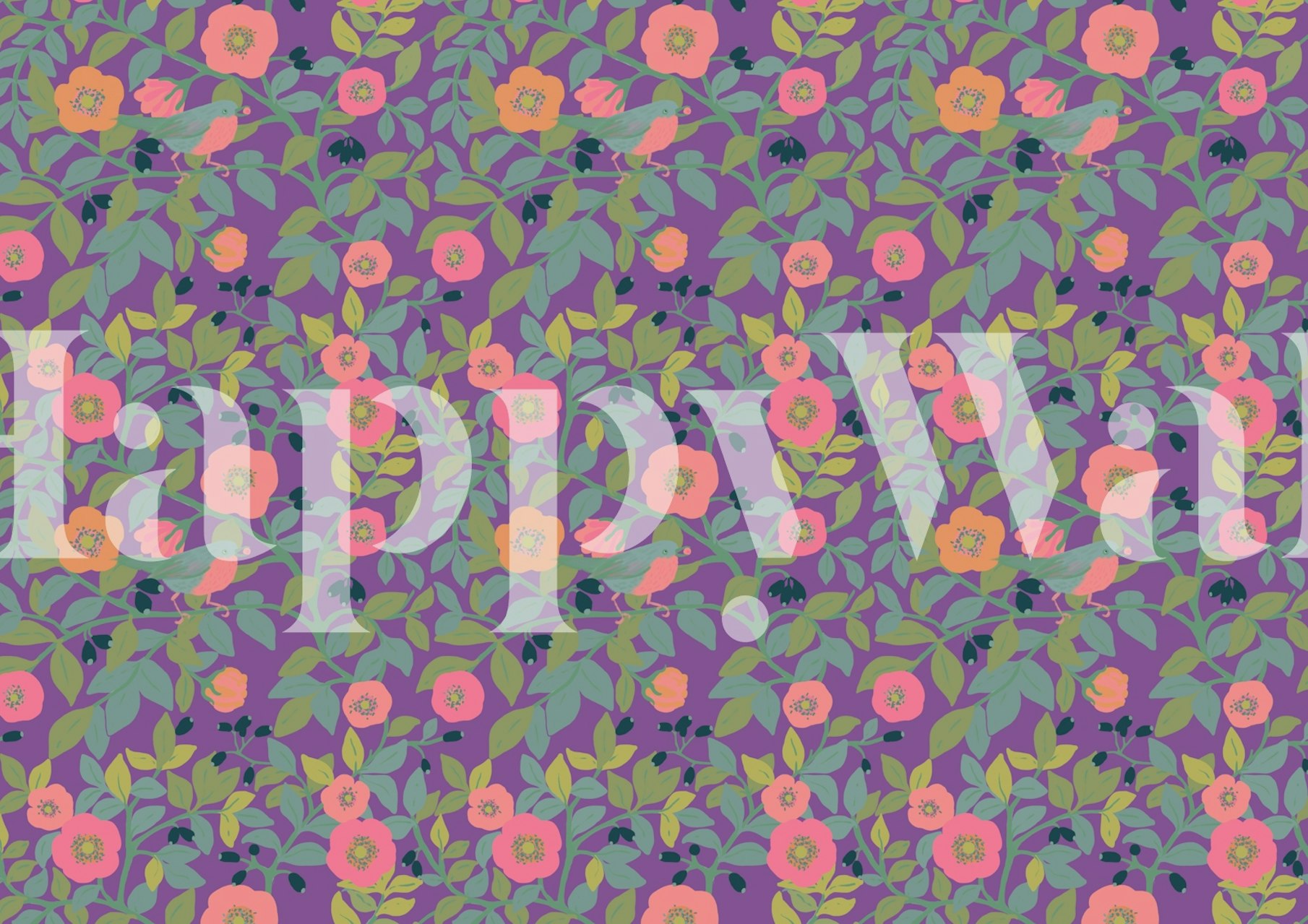 Rosa Canina in Purple floral tapet