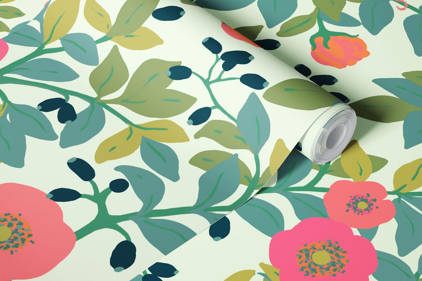 Rosa Canina in Cream Mural wallpaper roll