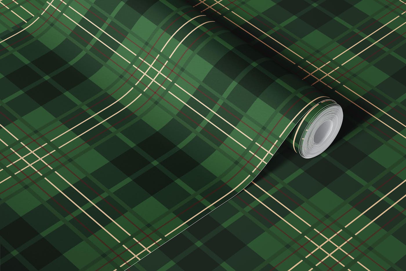 Rustic Tartan Green wallpaper roll