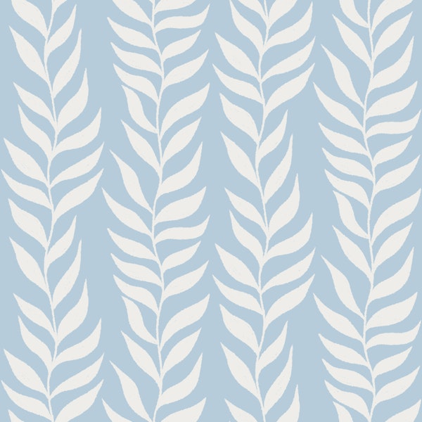 Cloud Dancer White and Blue Climbing Leaves