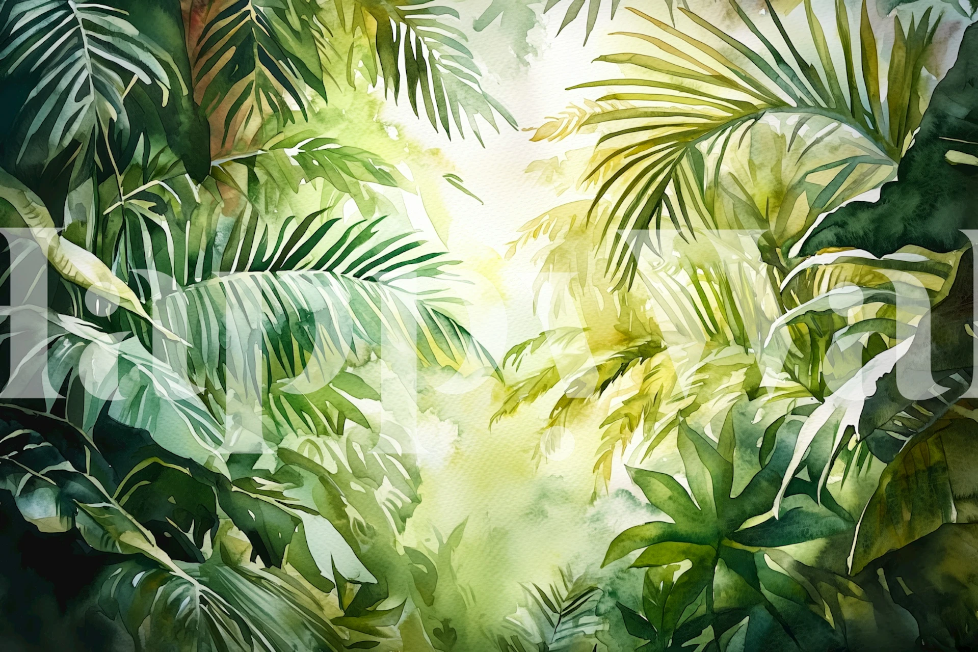 Jungle Leaf Symphony wallpaper in a room