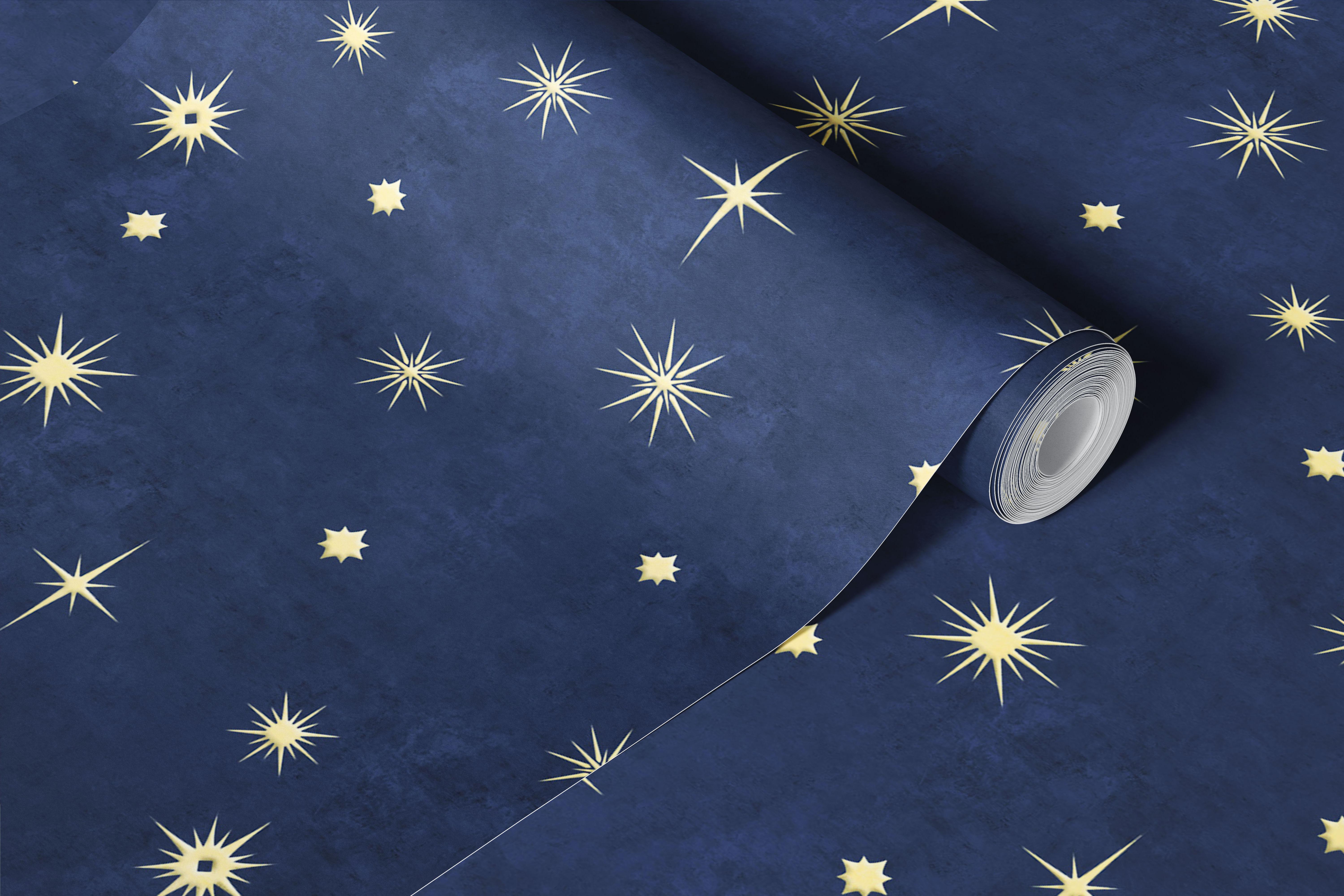 Gold stars on a navy blue background wallpaper