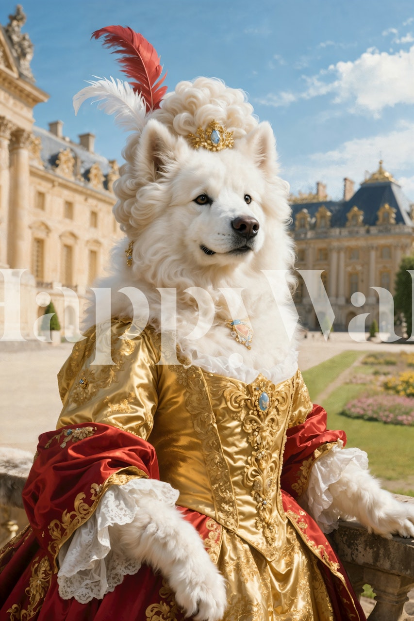 Majestic Antoinette Dog Portrait tapet i ett rum