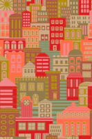 City Lights By Day Retro Vintage Pattern wallpaper