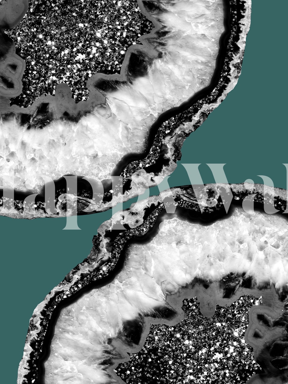 Black and white agate design with glitter accents wallpaper