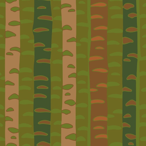 Birch Tree Stripes Retro Abstract Green Brown