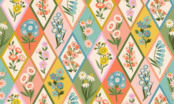 Retro Floral Diamonds