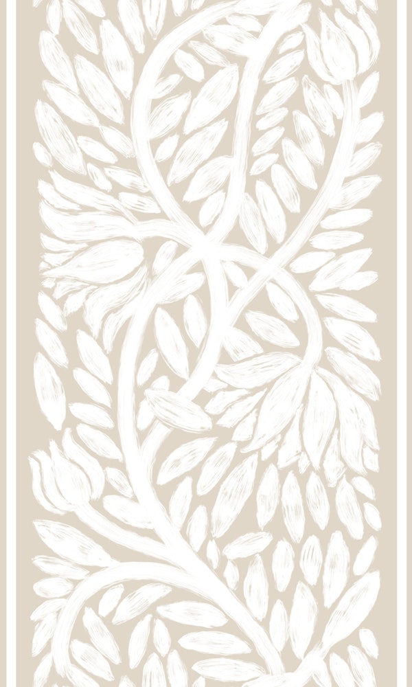Floral leaf vine stripe soft muted Beige
