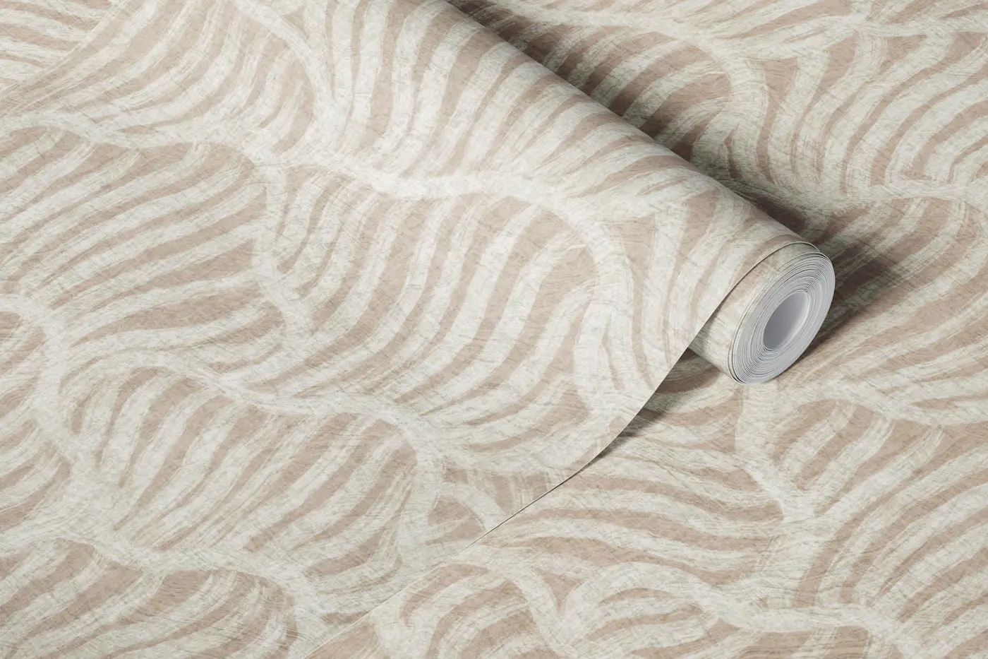 Coastal Scallop Shells Warm Minimalism Beige wallpaper roll