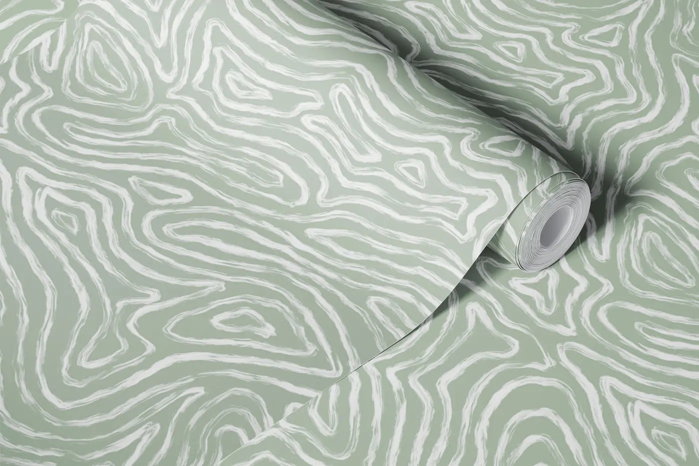 Abstract Moss Organic lines flow Sage green wallpaper roll