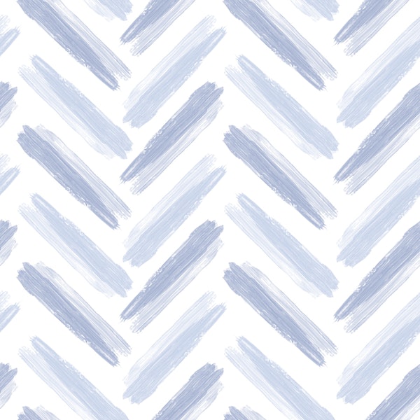 Brushstroke Herringbone Chevron Muted Blue