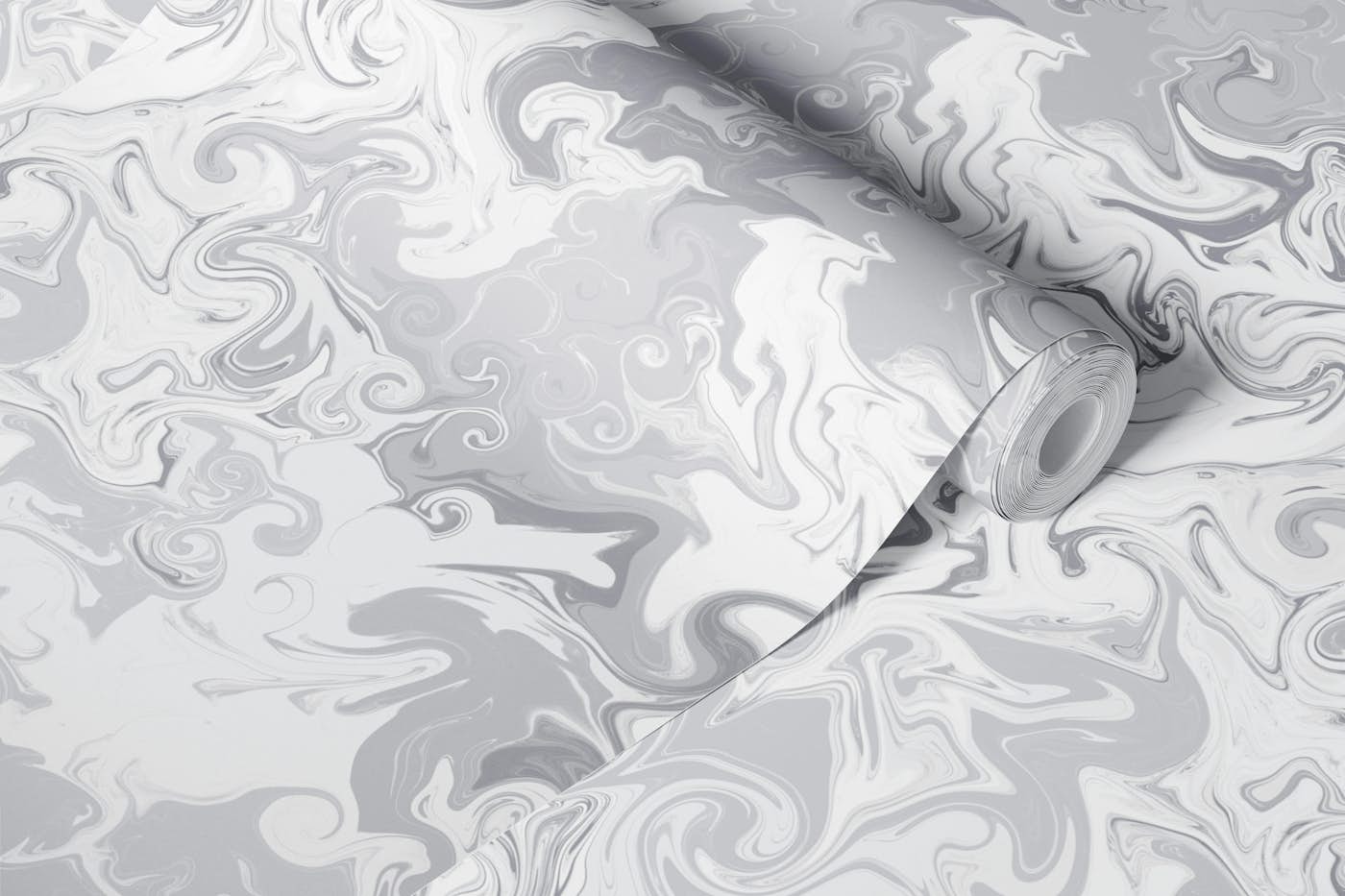 Abstract Marble Fluid Swirl Stone Flow Grey wallpaper roll