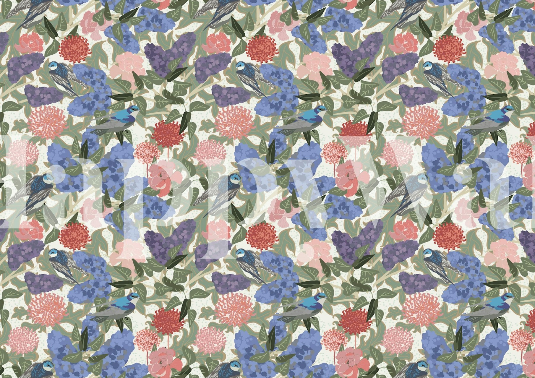 Cvjetni tapet Lilacs and Dahlias u sobi