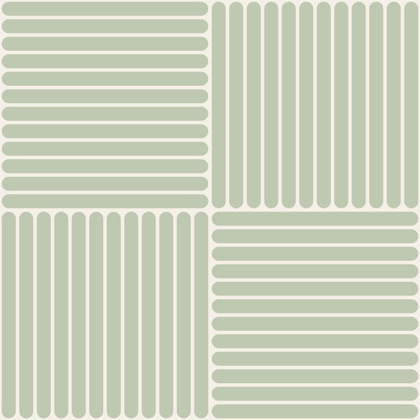 Japandi Grid in Cloud Dancer with Sage Accent