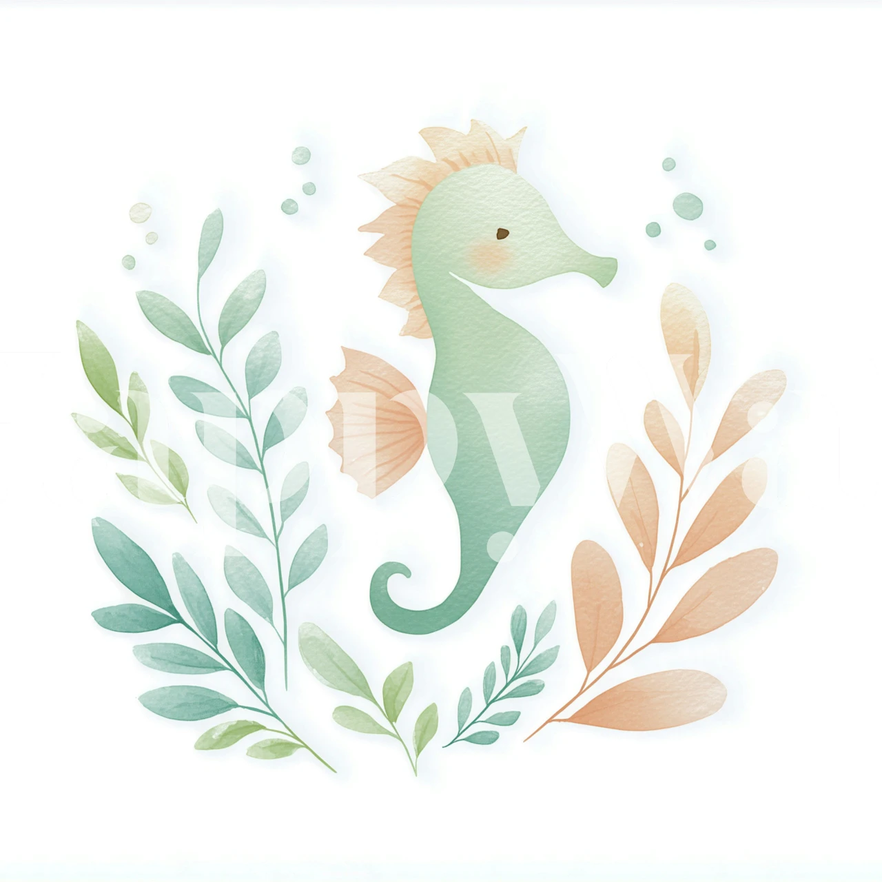 Aquatic Seahorse Harmony behang in een kamer