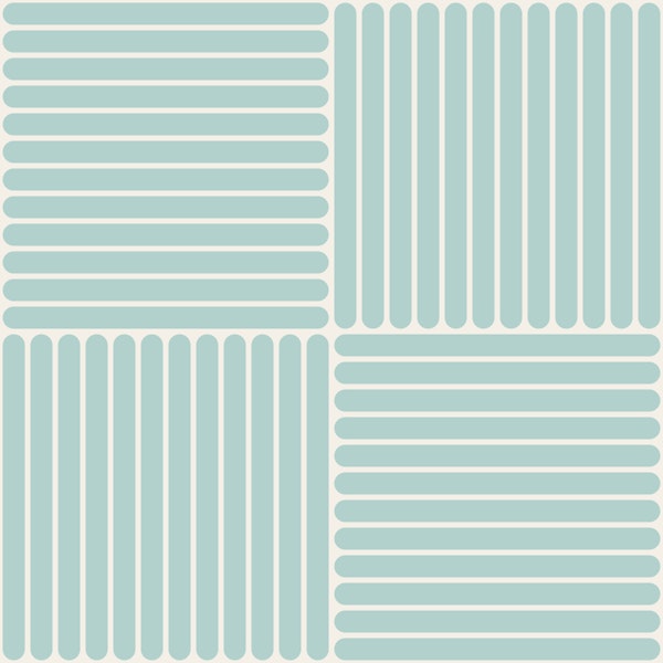 Japandi Grid in Cloud Dancer and Aquamarine