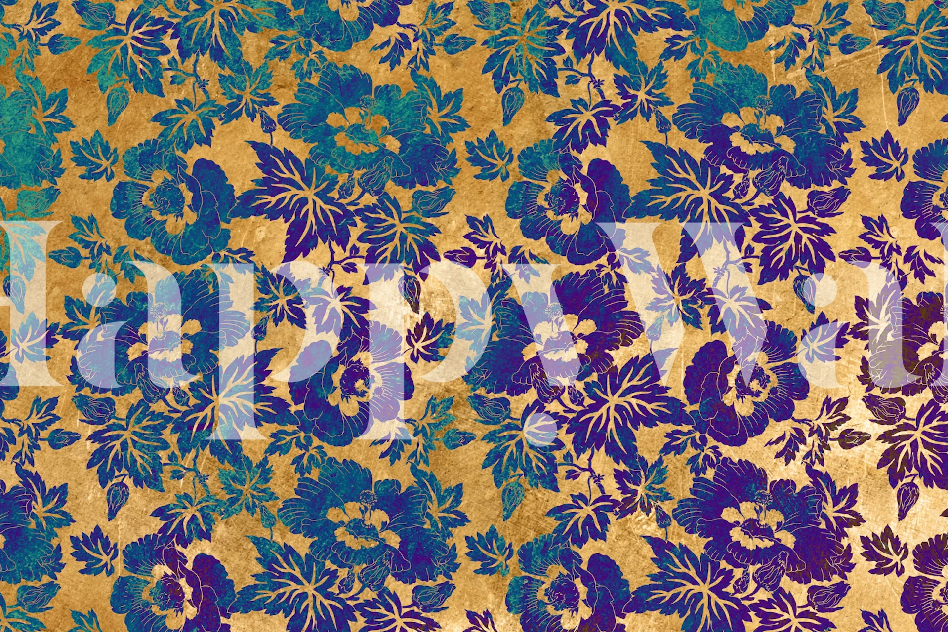 Golden Floral Oasis tapet i et rum