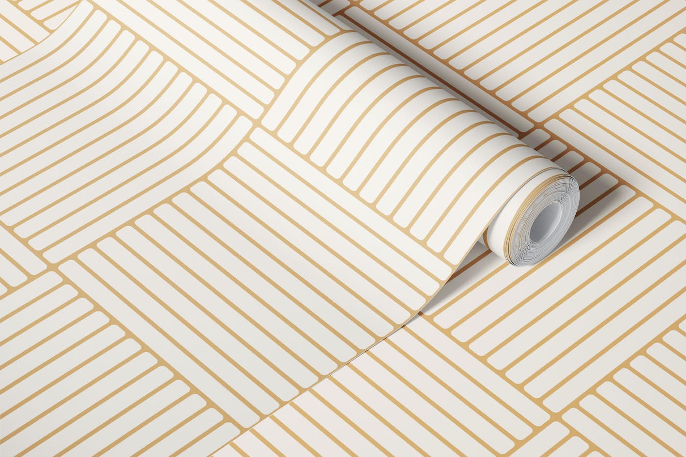 Japandi Grid in Mustard and Cloud Dancer L wallpaper roll