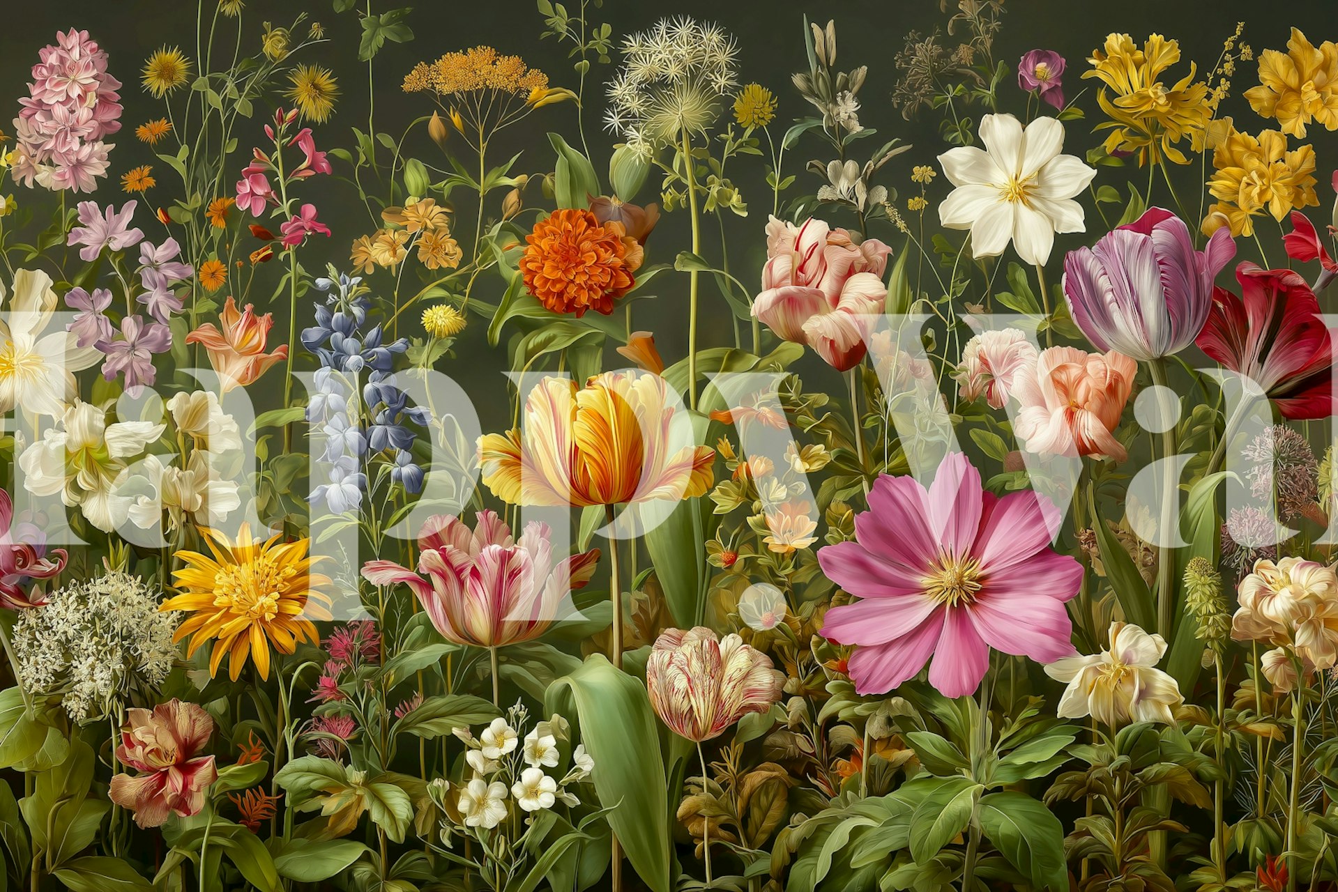 Blomster tapet i et stilfuldt rum