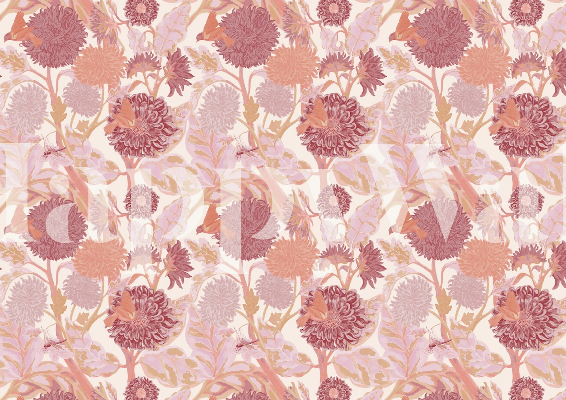 Sunflowers and Dahlias tapet i ett rum