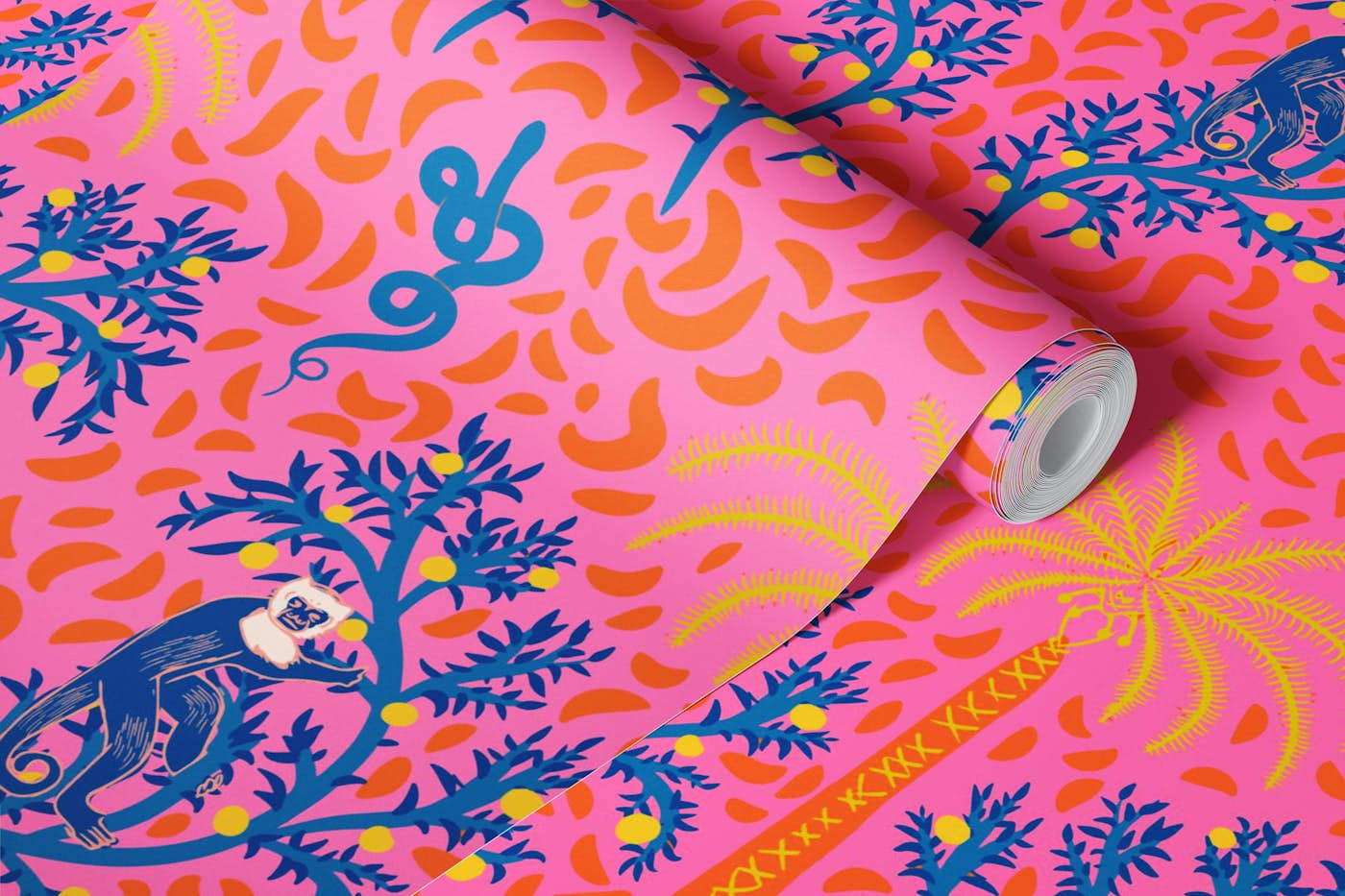 Paradise Snakes in Magenta wallpaper roll