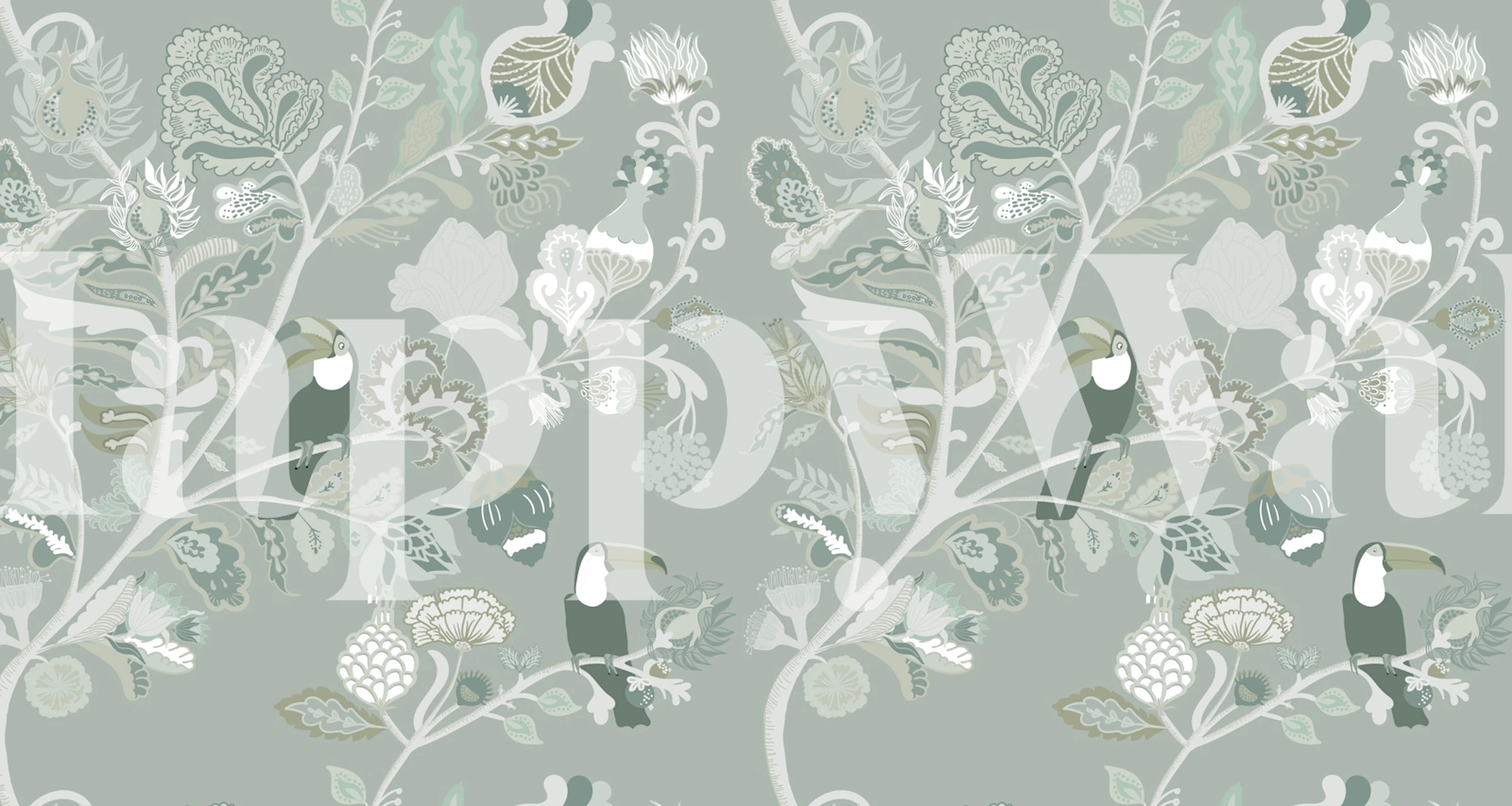 Toucans Indienne Subtle Mural papier peint dans une pièce