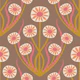 Retro Daisy Symmetry - pink on mocha - MS