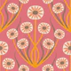 Retro Daisy Symmetry - orange on pink - S
