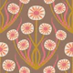 Retro Daisy Symmetry - cream on mocha - small
