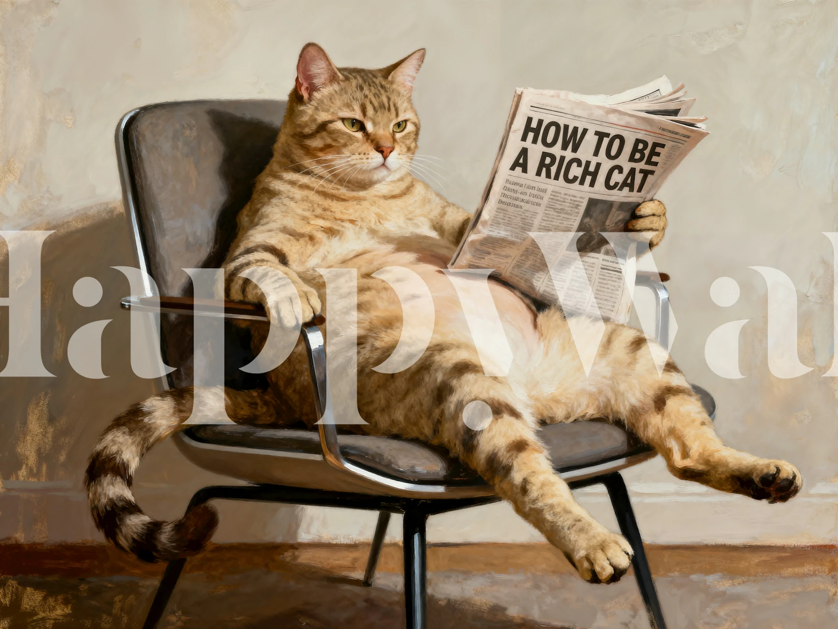 Feline Wealth Wisdom wallpaper in a cozy room