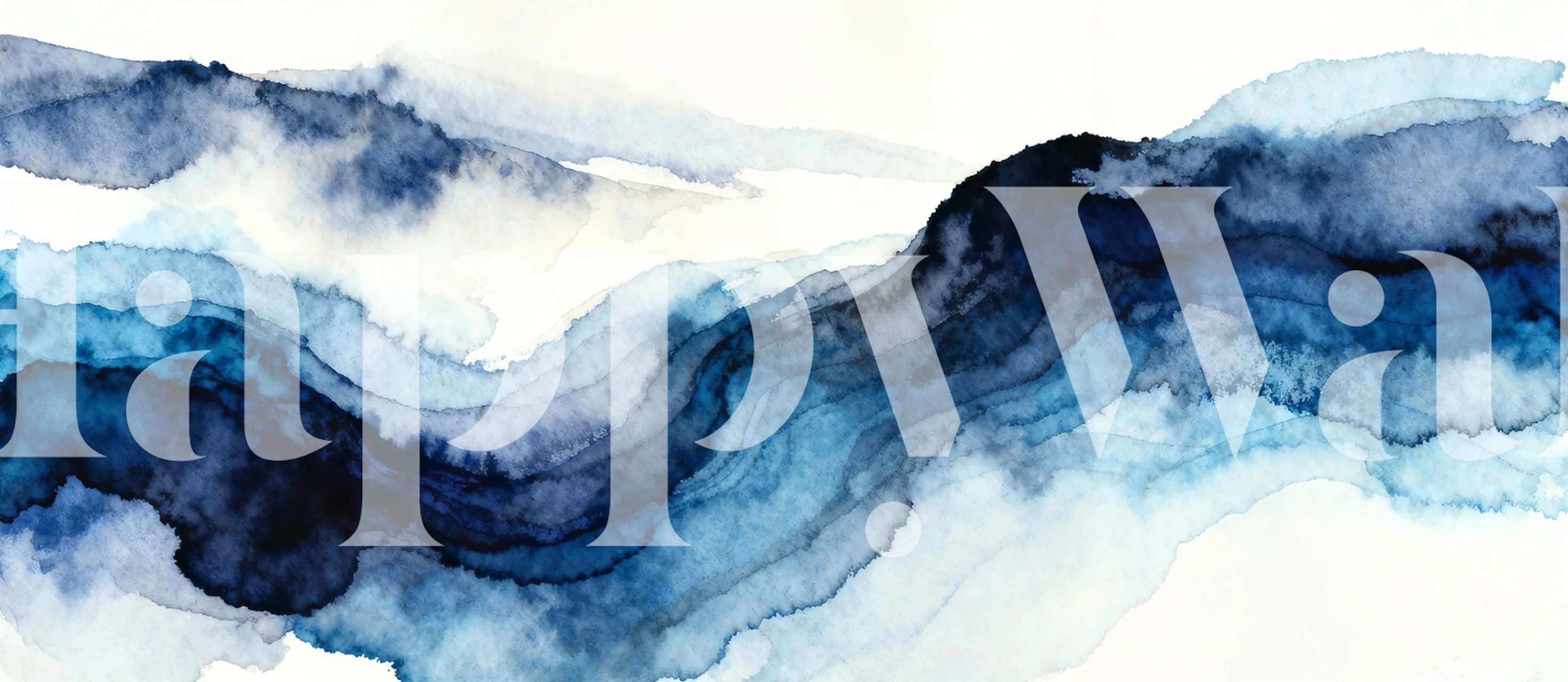 Blue watercolor wave pattern in various shades of blue wallpaper