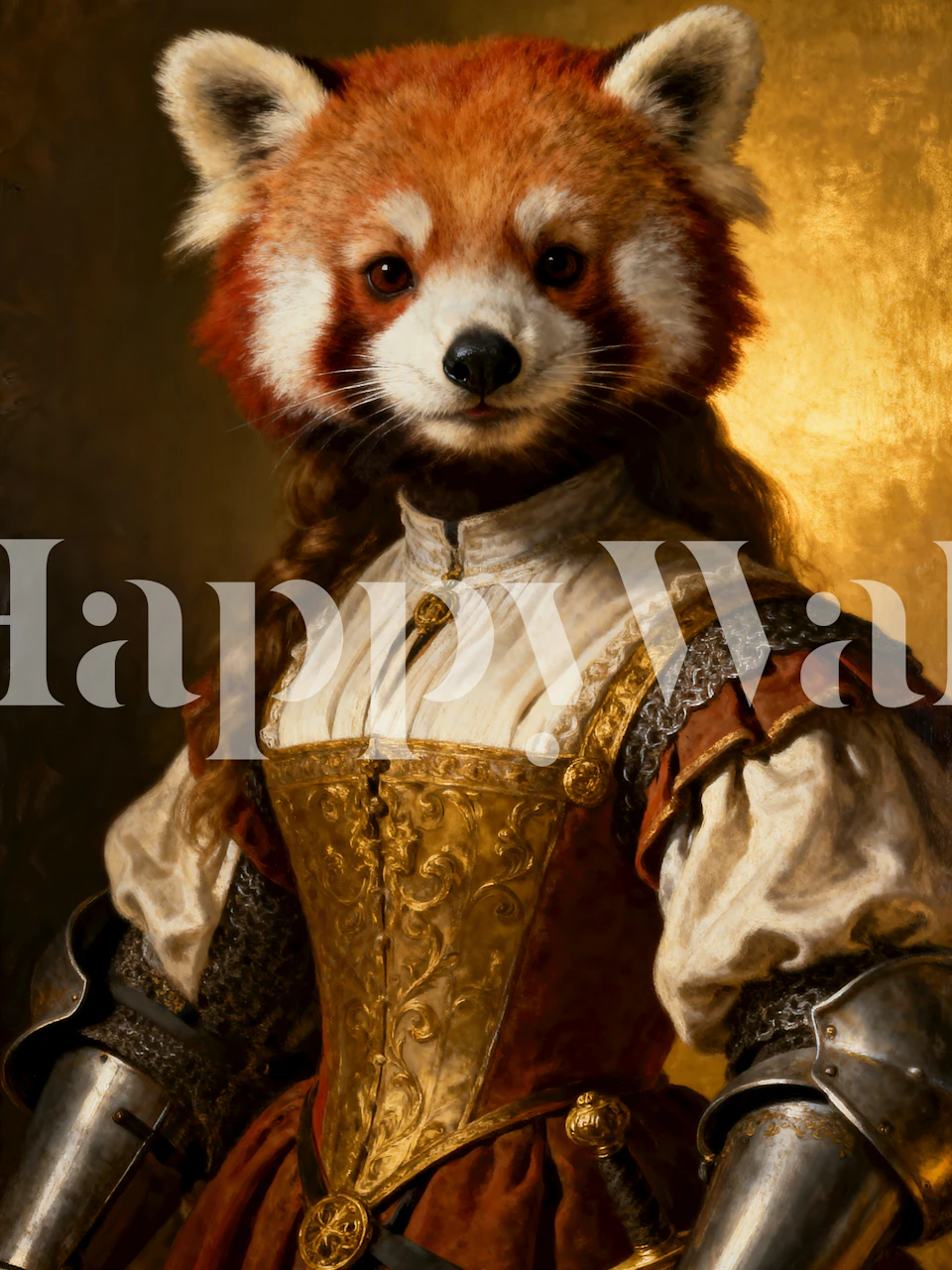Noble Red Panda portrait wallpaper in a room