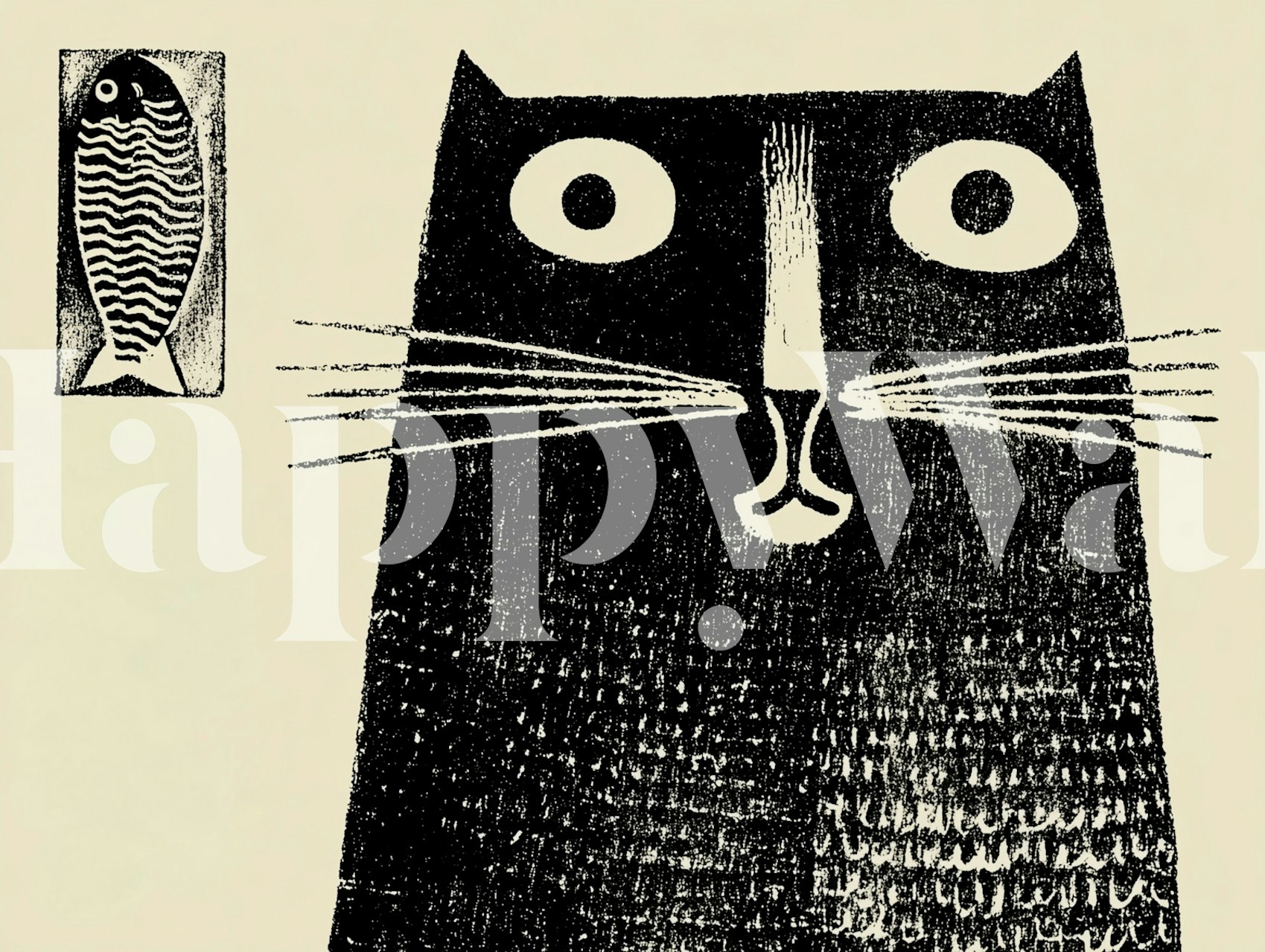 Cat and Fish Tale behang in een kamer