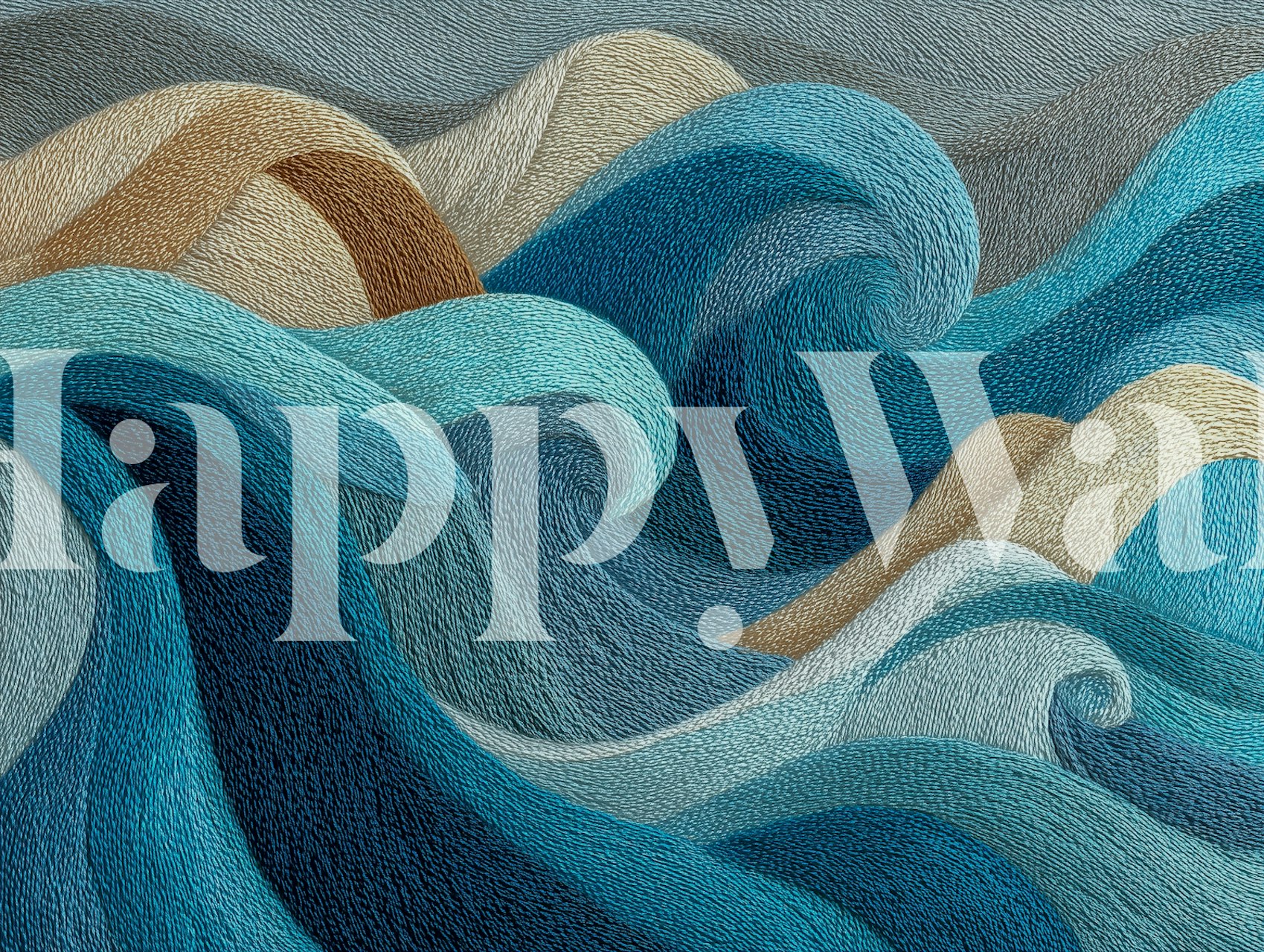 Ταπετσαρία Wave Flow Embroidery σε ένα δωμάτιο