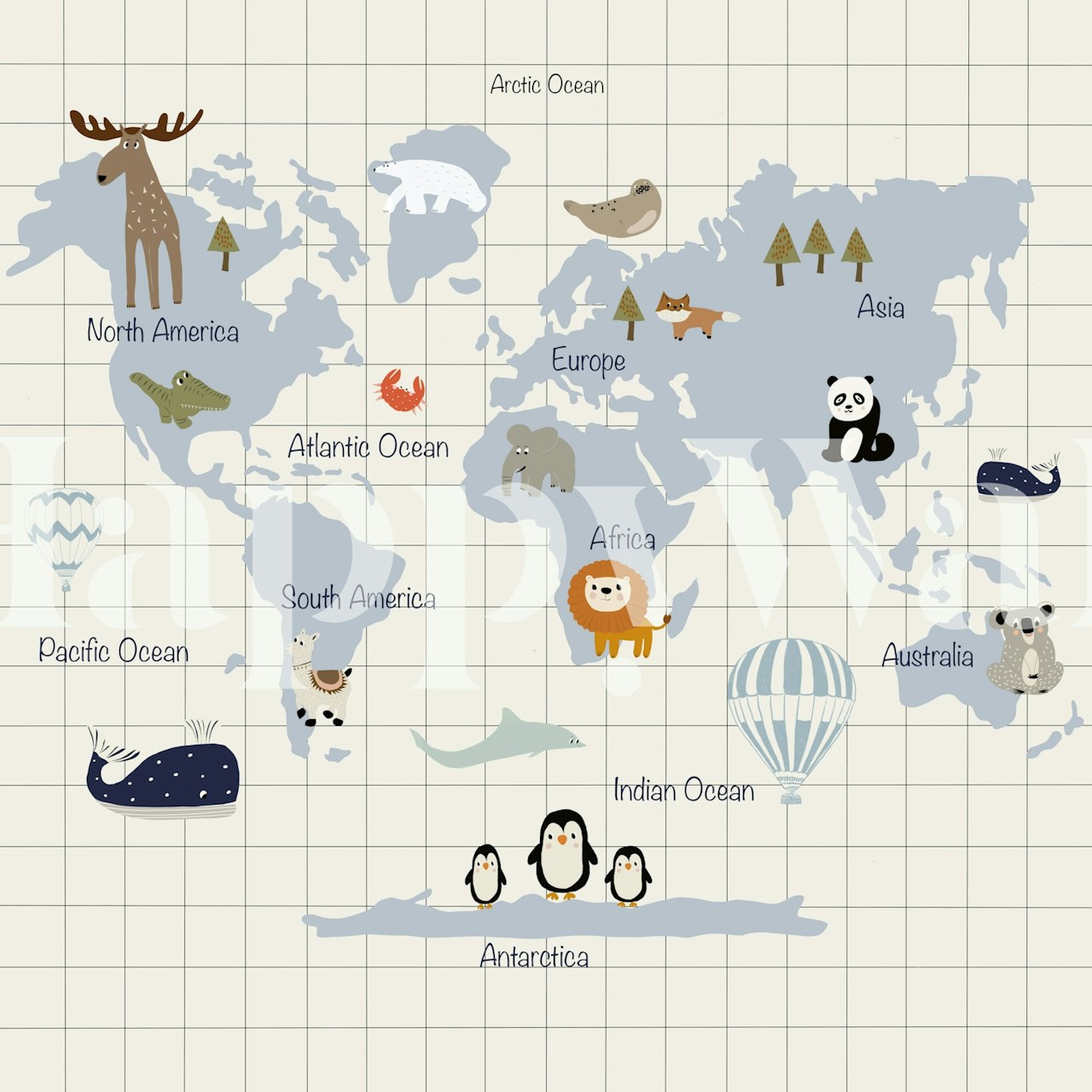 Kids Animal Map Fun wallpaper in a room