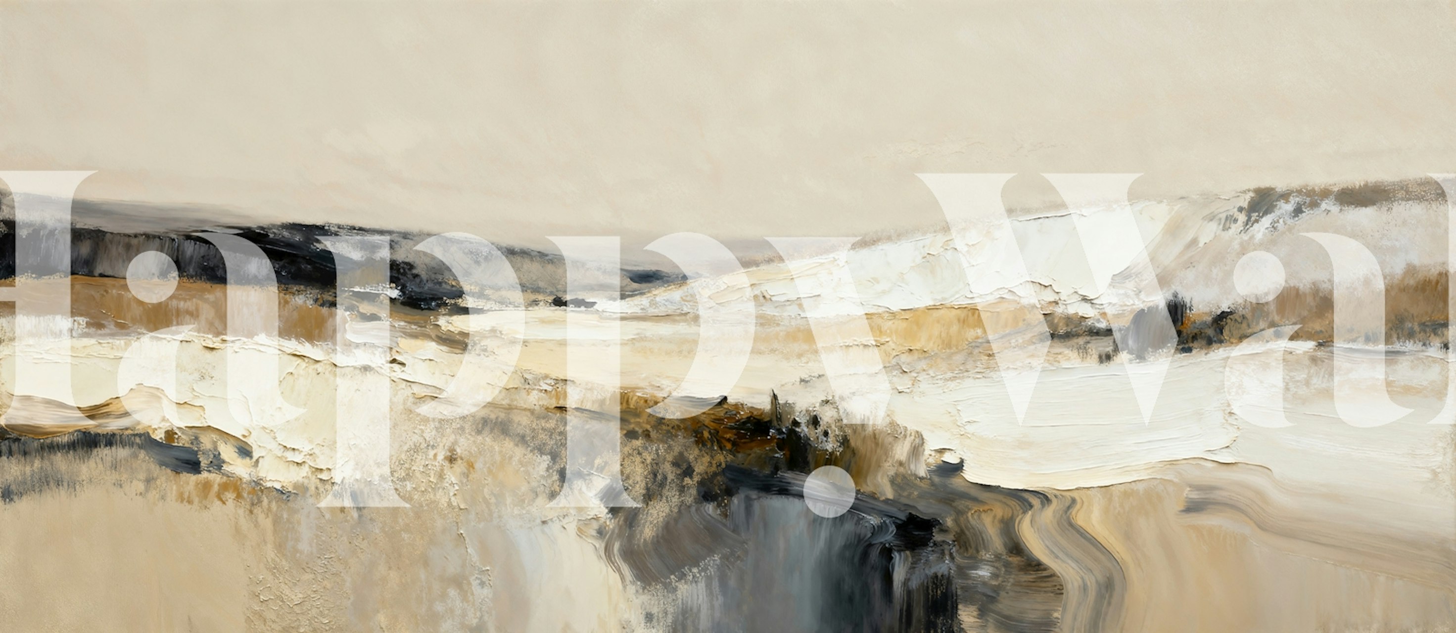 Abstract landscape with earthy tones in beige and brown wallpaper