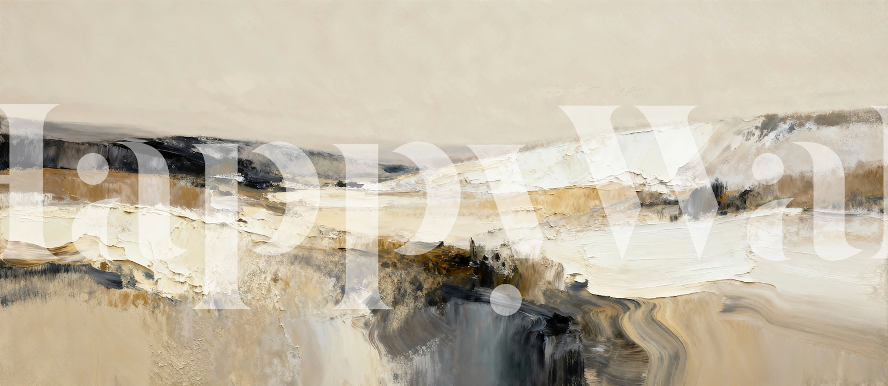 Abstract landscape with earthy tones in beige and brown wallpaper