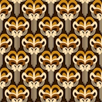 Retro ornate abstract blossoms brown behang