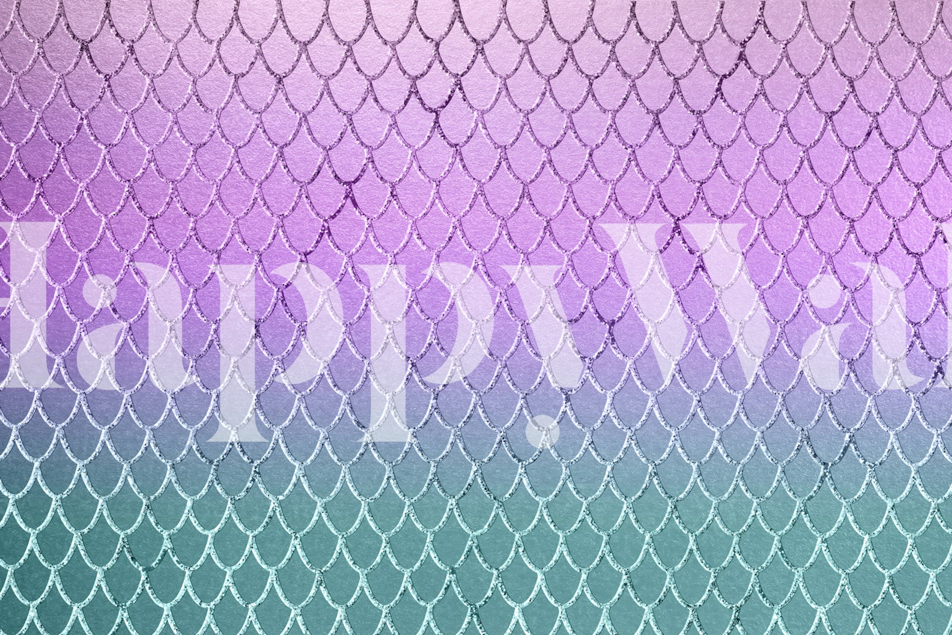 Ombre mermaid scales pattern in pink, purple, and green wallpaper