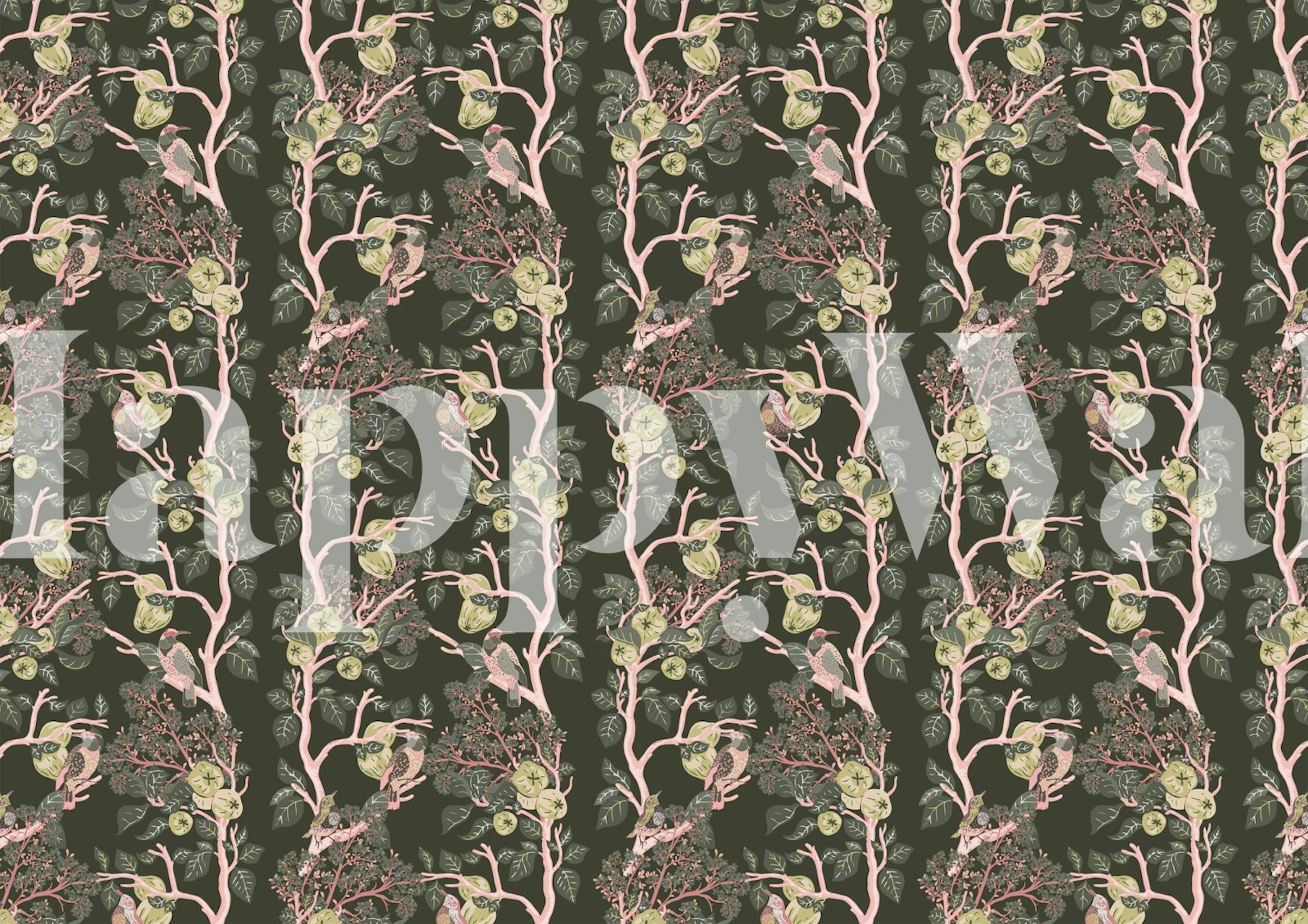 Design Woodpeckers in Dark Green Mural