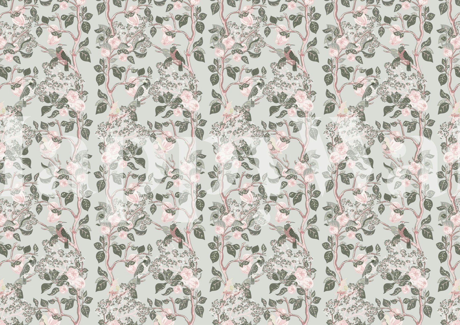 Woodpeckers and quinces wallpaper v místnosti